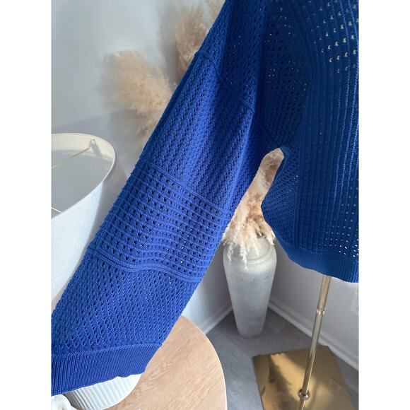 Anthropologie Moth Reese Kimono Blue Boatneck Sweater Womens Small - Picture 7 of 11